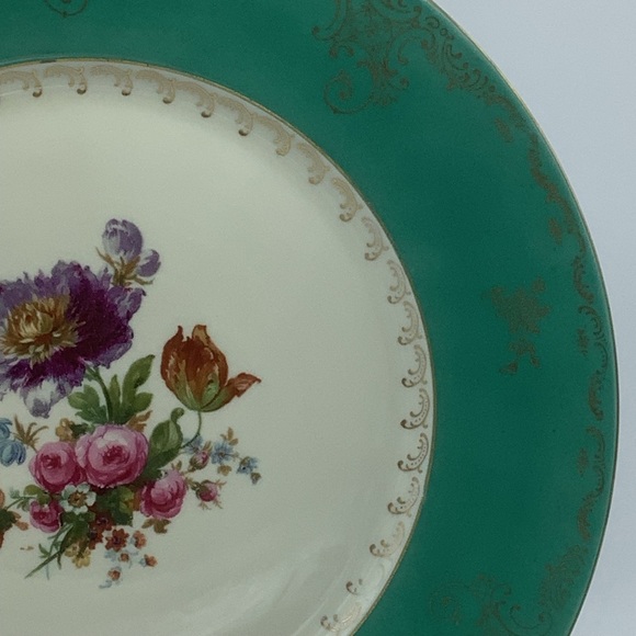 Koenigszelt Germany Green Rimmed 10 1/2” Plate with Gold Gilt - Picture 9 of 13